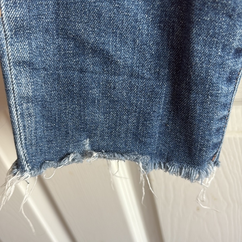 Moussy Straight Leg Blue Jeans with Raw Hem - Picture 9 of 15